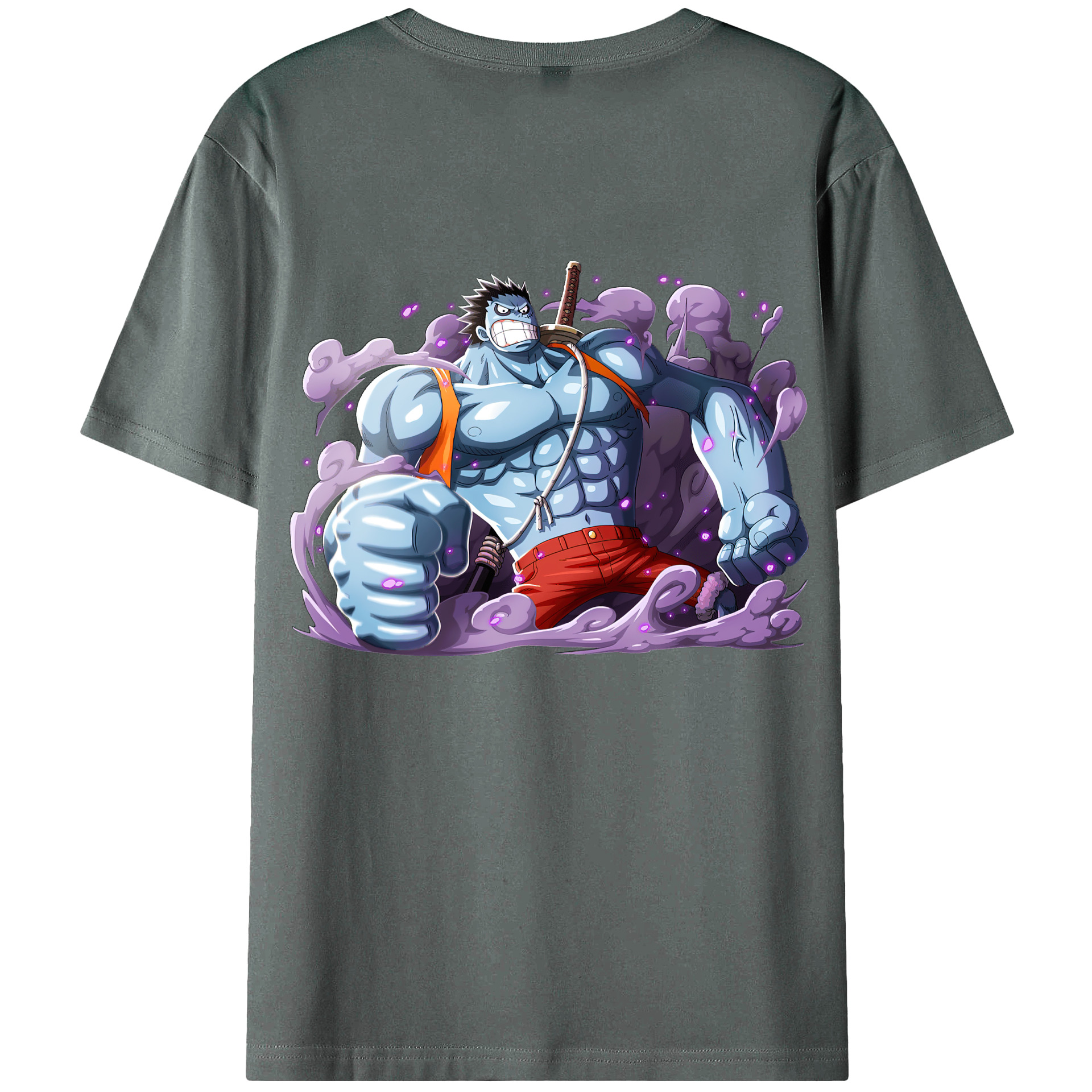 ワンピース モンキー・D・ルフィ ONE PIECE Monkey D. Luffy 綿100％ メンズ半袖Tシャツ（バックプリント） 通気性